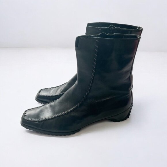 Ecco Black Ankle Boots with Square Toe and Side Zipper Sz 38 - Picture 2 of 10